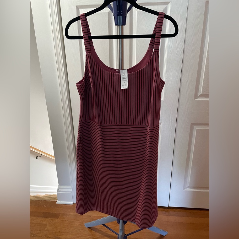 NWT. Ann Taylor Loft dress. Mauve/pink and black. Size 14.